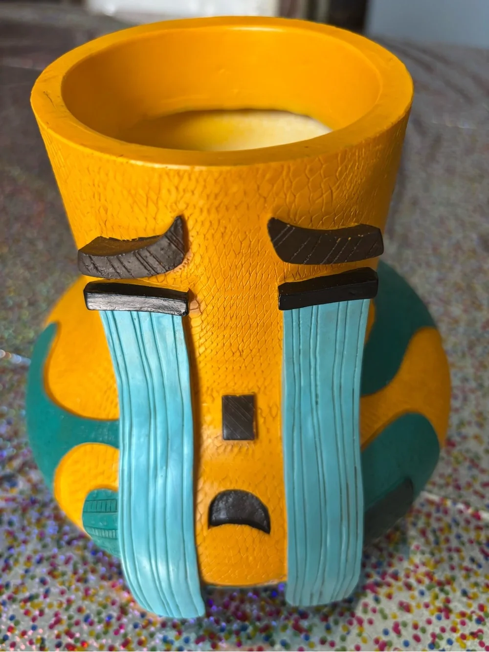 Emoji Cry Face Tears Resin flower pot vase container, brand new